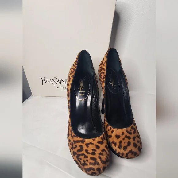YSL- YvesSauntLaurent- size 40 1/2 - pony hair animal print stilettos/pumps -